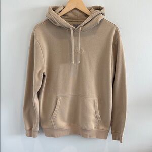 Gap Men's Hoodie sweatshirt classic khaki Tan mini logo small
